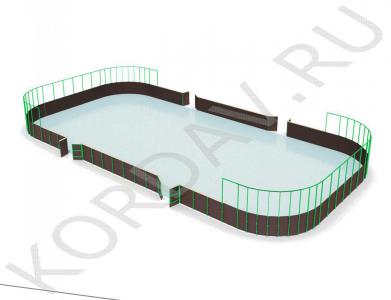 Хоккейная коробка из фанеры с высокими сетчатыми бортами зоны ворот СИ 6.284
